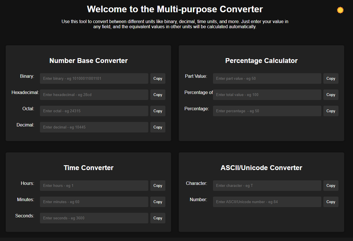 Multi Converter Website Screenshot