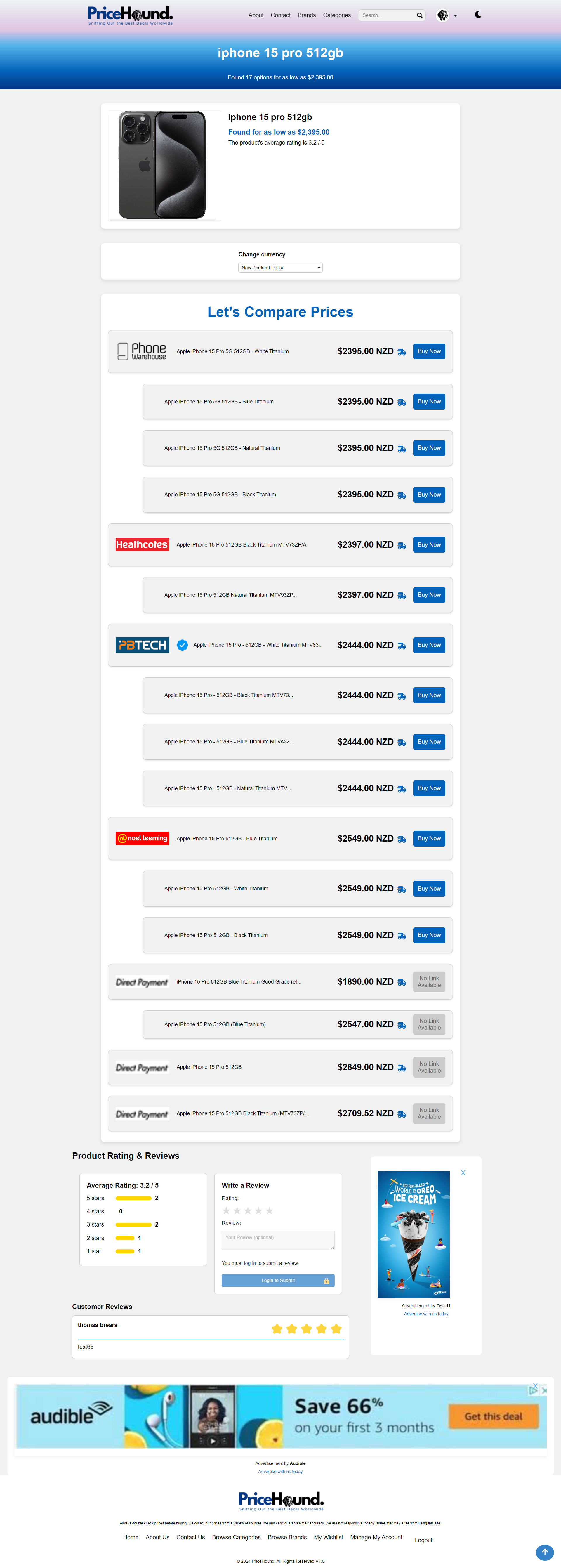 PriceHound Website Screenshot